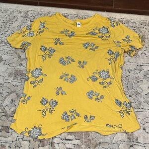 Old Navy Yellow Floral Short Sleeve Tee